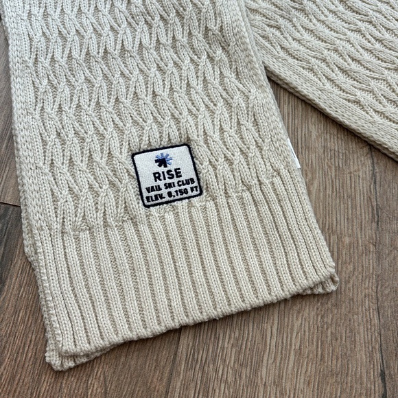RISE Vail Ski Club Scarf Cable Knit Cream - Picture 2 of 8